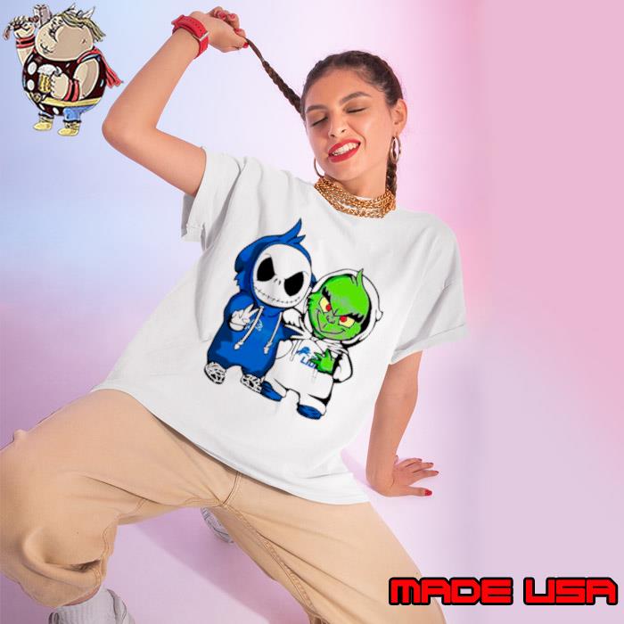 Nice grinch And Jack Skellington Detroit Lions fan s Ladies tee