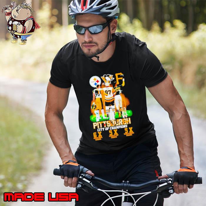 Nice pittsburgh City of Champions Steelers Penguins Pirates 6X and 5X Champs sh Unisex