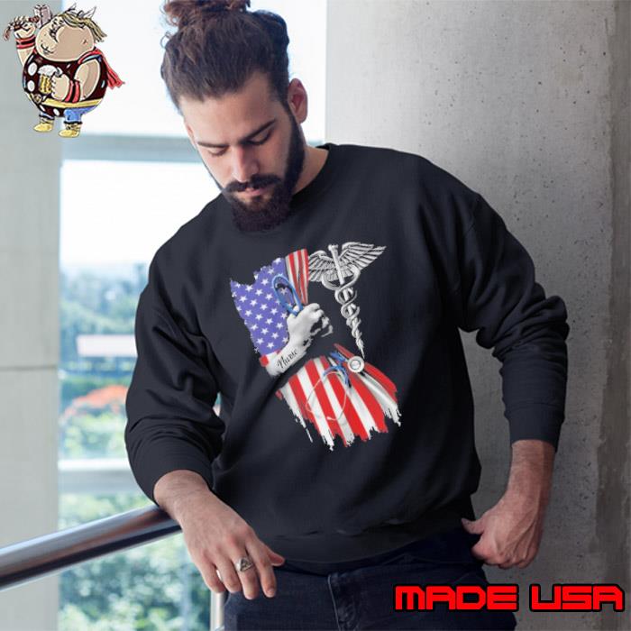 Nurse symbol hand american flag shirt