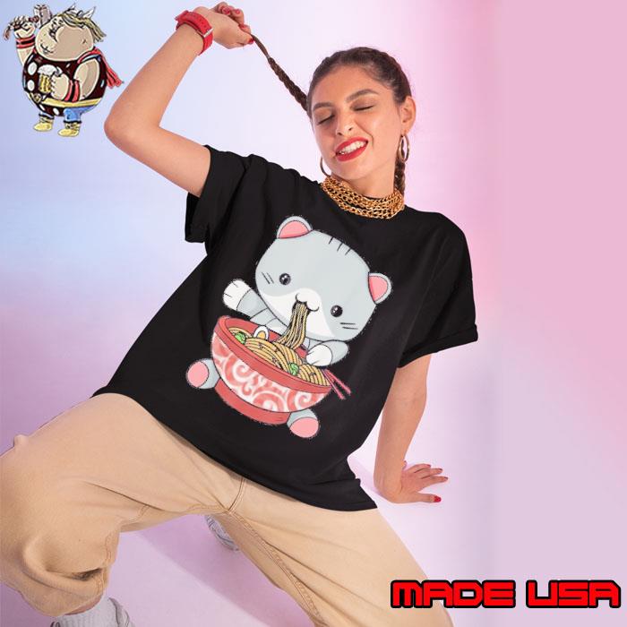 Ramen Cat Japanese Kawaii Anime Lover Shirt Ladies tee