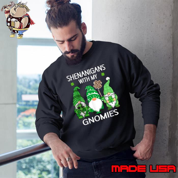 St Patricks day lucky Shamrock leopard gnomes Irish women Shirt Sweatshirt