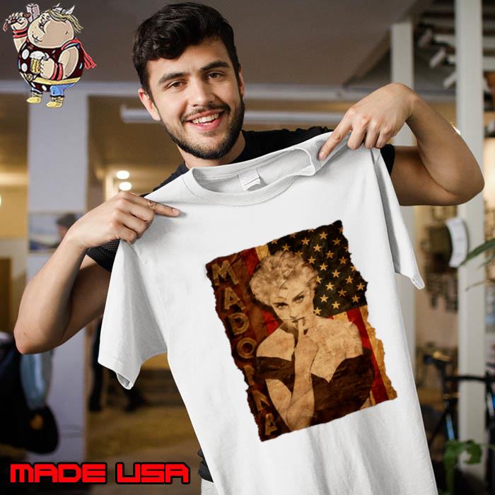 USA Flag with Madonna American singer songwriter and actress T-Shirt Unisex