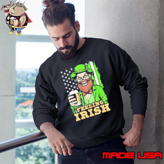 Zombie St Patrick's Day Feeling Irish Beer USA Flag Shirt Sweatshirt
