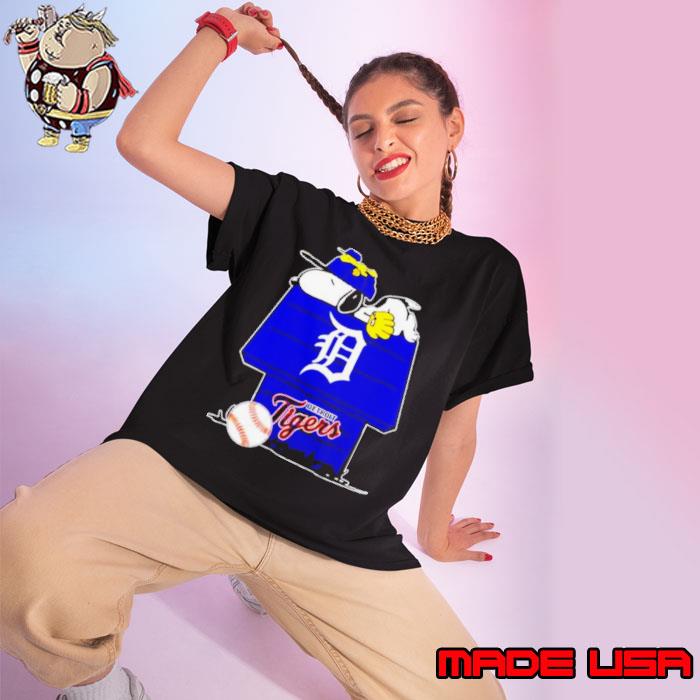 Detroit Tigers Snoopy And Woodstock The Peanuts Baseball Shirt Ladies tee