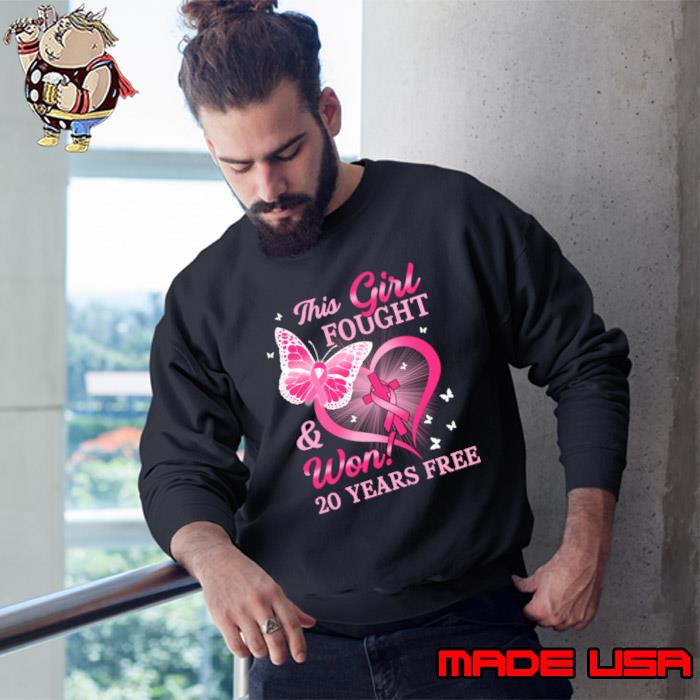 This girl fought and won Breast Cancer Survivor Pink Ribbon Butterfly T-Shirt