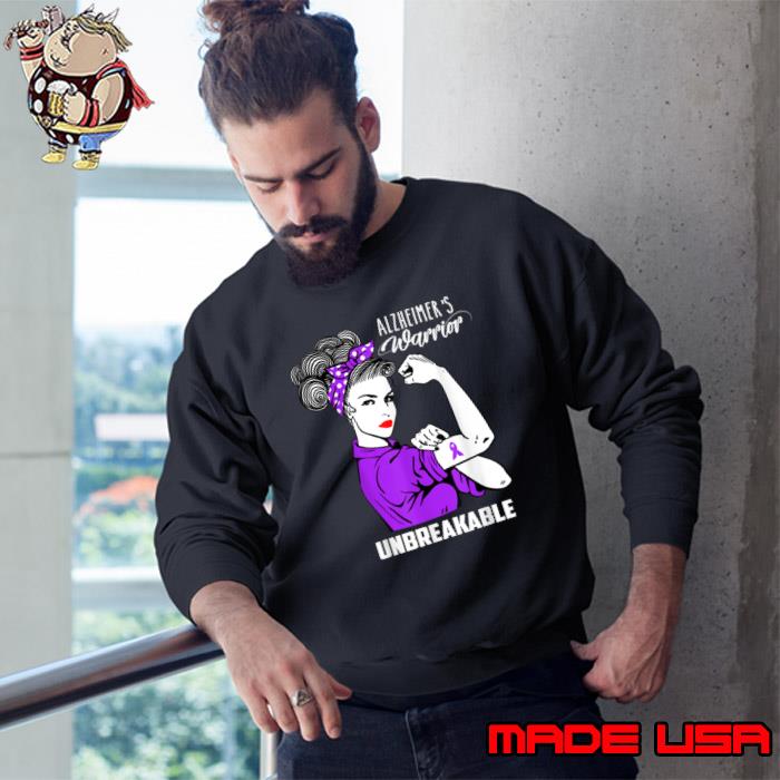 Alzheimers Warrior Unbreakable Strong Hand Messy Bun T-Shirt