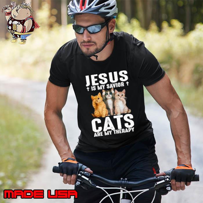 Jesus Is My Savior Cats Are My Therapy T-Shirt