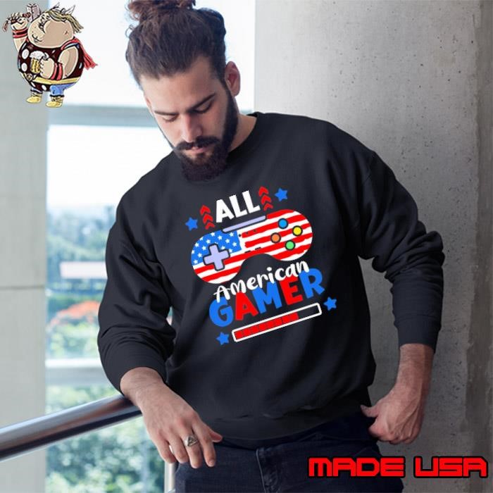 All American Gamer 4Th Of July Video Games Usa Flag Sweatshirt