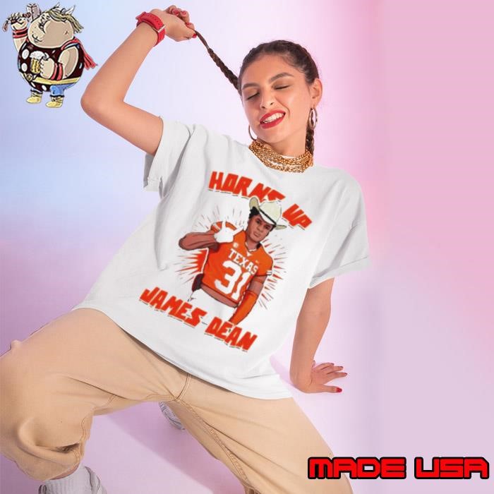 Awesome Texas 32 Horns Up James Dean Ladies tee