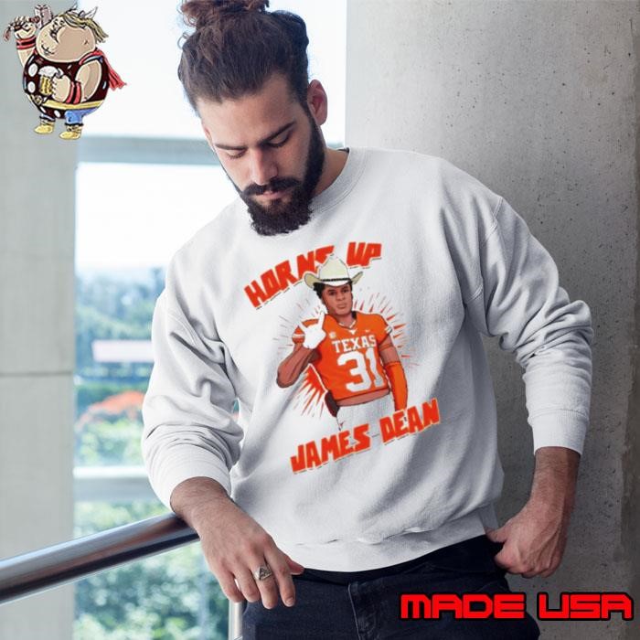 Awesome Texas 32 Horns Up James Dean Sweatshirt