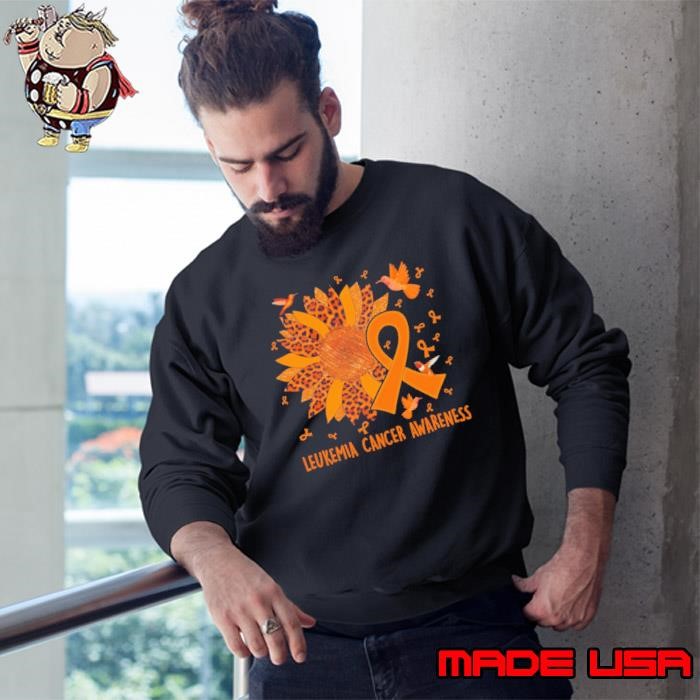 Funny Hummingbird Orange Sunflower Leukemia Cancer Awareness Sweatshirt