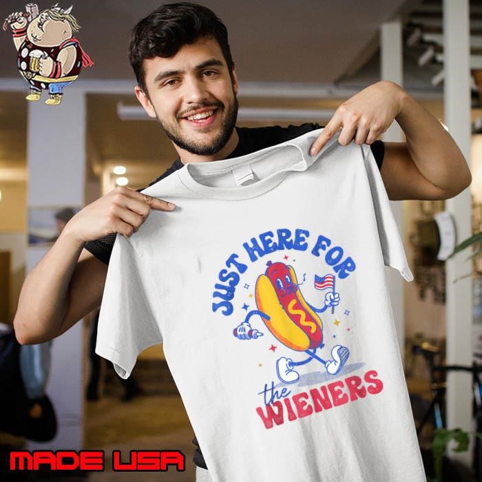 Hot Dog I'm Just Here For The Wieners Fourth of July Usa Flag Unisex