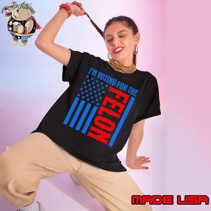 I'm voting for the felon american flag trump 2024 Ladies tee