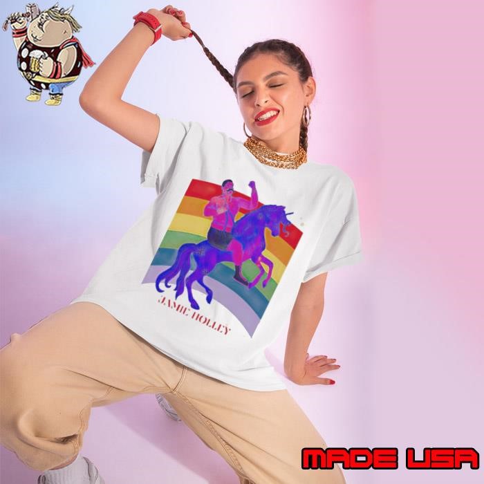 Jamie Holley riding horse rainbow pride Ladies tee