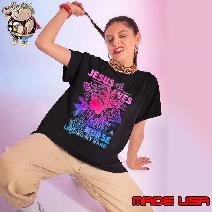 Jesus Saves I'm Just A Nurse Lending My Hand Retro Ladies tee