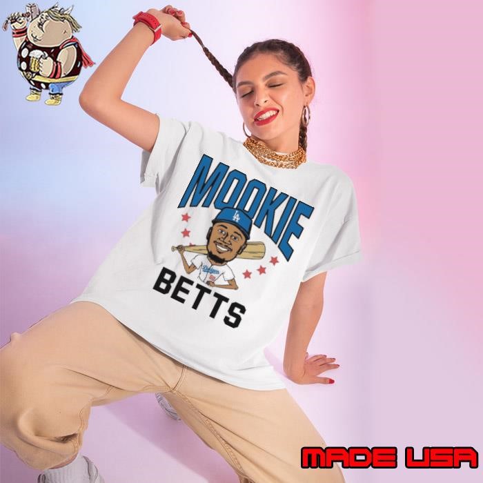 LA Dodgers Mookie Betts cartoon Ladies tee