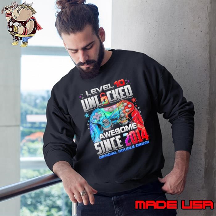 Level 10 Unlocked Awesome Since 2014 10Th Birthday Gaming Sweatshirt