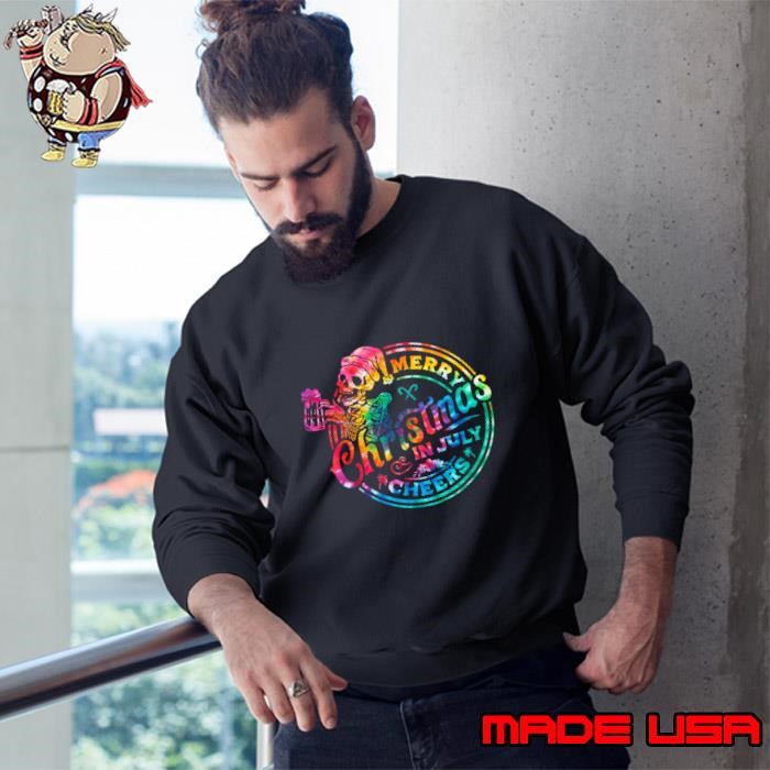 Merry Christmas in July 2024 Drinking Beer Skeleton Funny Sweatshirt