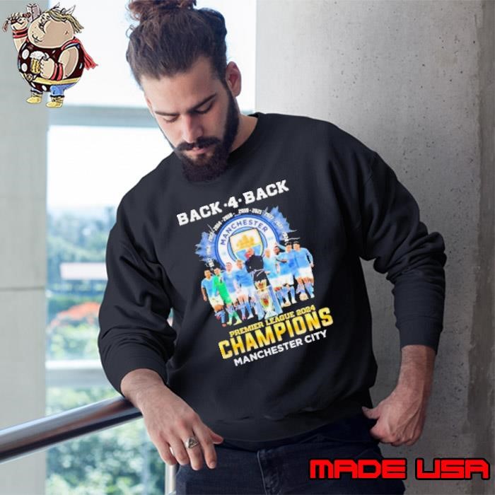 Premier League Champions Manchester City Back 4 Back 2024 Signatures Sweatshirt