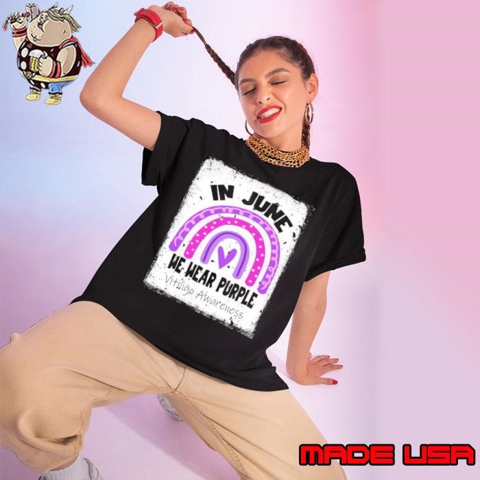 Premium Rainbow In June We Wear Purple Vitiligo Awareness Ladies tee