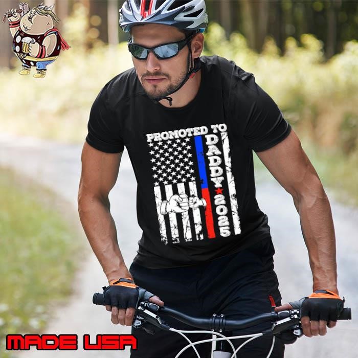 Promoted To Daddy Est. 2025 New Dad American flag Unisex