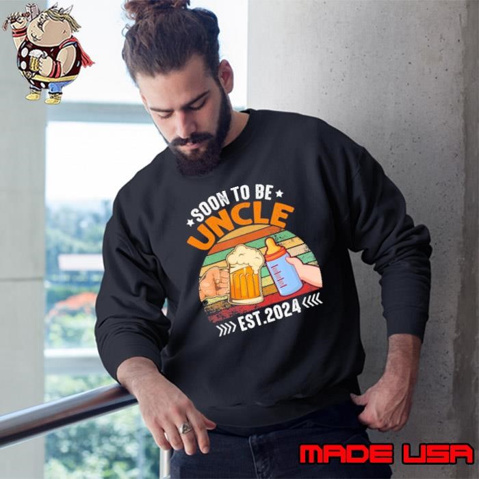 Soon To Be Uncle Again 2024 Beer MIlk Pregnancy Announcement Dad Vintage Sweatshirt