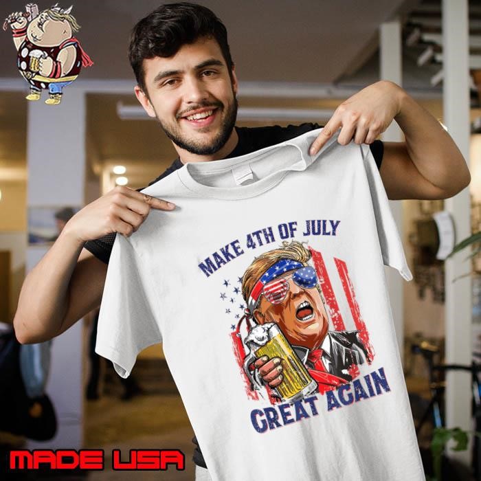 Trump Make Fourth 4th of July Great Again Drink Beer Usa Flag Unisex