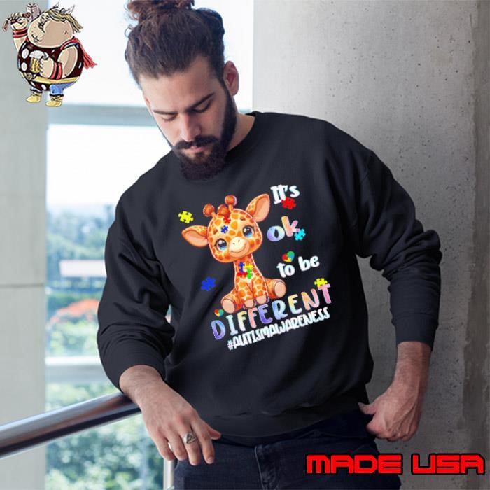 Autism Awareness Cute Giraffe Animal Its Ok To Be Different Sweatshirt
