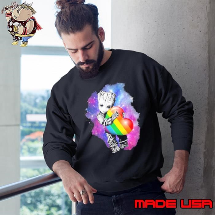 Baby Groot Hugging Rainbow Heart Sweatshirt