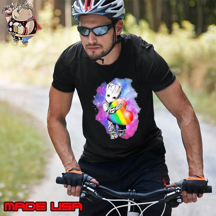 Baby Groot Hugging Rainbow Heart Unisex