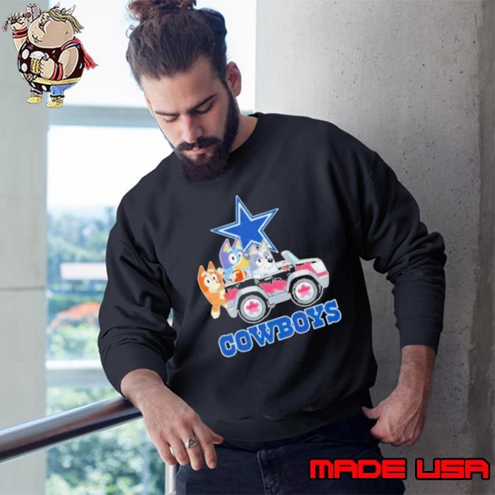 Bluey Characters On Car Dallas Cowboys Sweatshirt