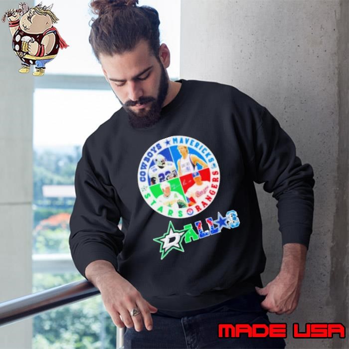 Dallas Sports Teams Emmitt Smith Dirk Nowitzki Mike Modano And Nolan Ryan Signatures Sweatshirt
