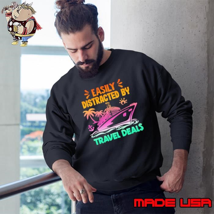 Easily Distracted By Travel Deals Ship Summer Colors Retro Sweatshirt