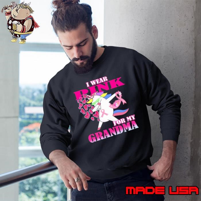 For My Grandma Breast Cancer Awareness Unicorn Dabbing Sweatshirt