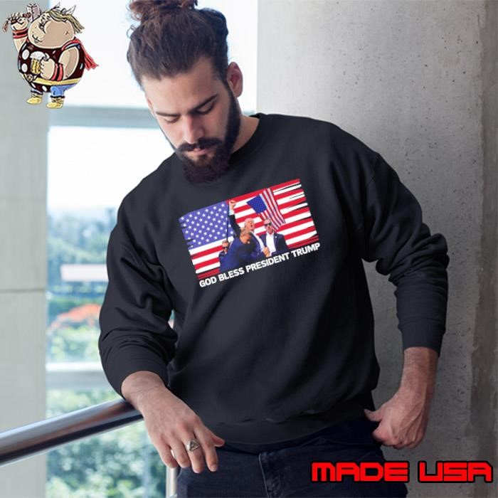 God Bless President Trump Shooting American Flag Vote 2024 Sweatshirt