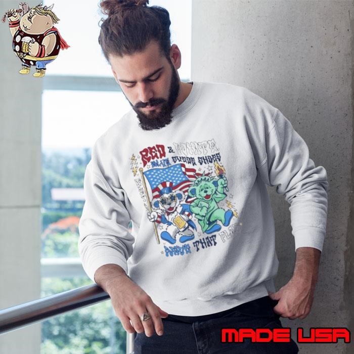 Grateful Dead red & White Blue Suede Shoes Wave That Flag Sweatshirt