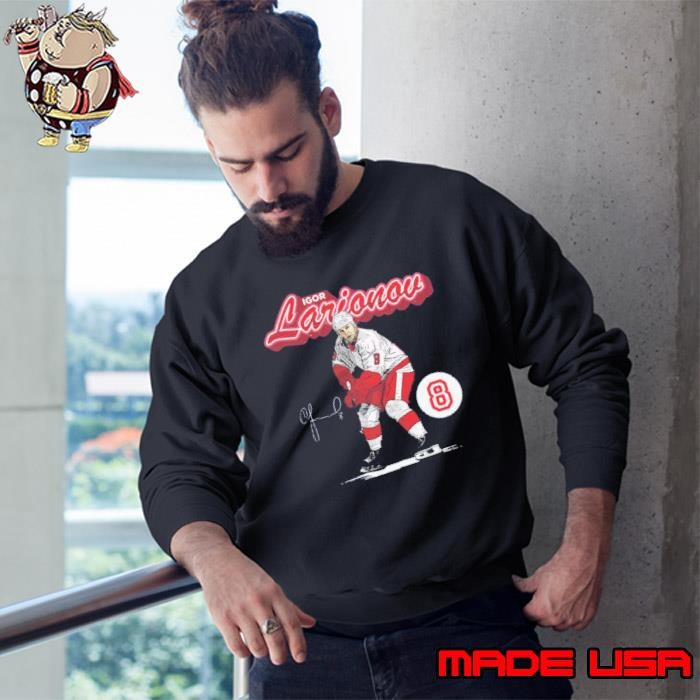 Igor Larionov Detroit Retro Script Russian ice hockey coach sports agent Sweatshirt