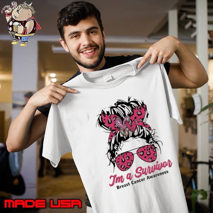I'm A Survivor Breast Cancer Awareness Messy Bun Leopard Unisex