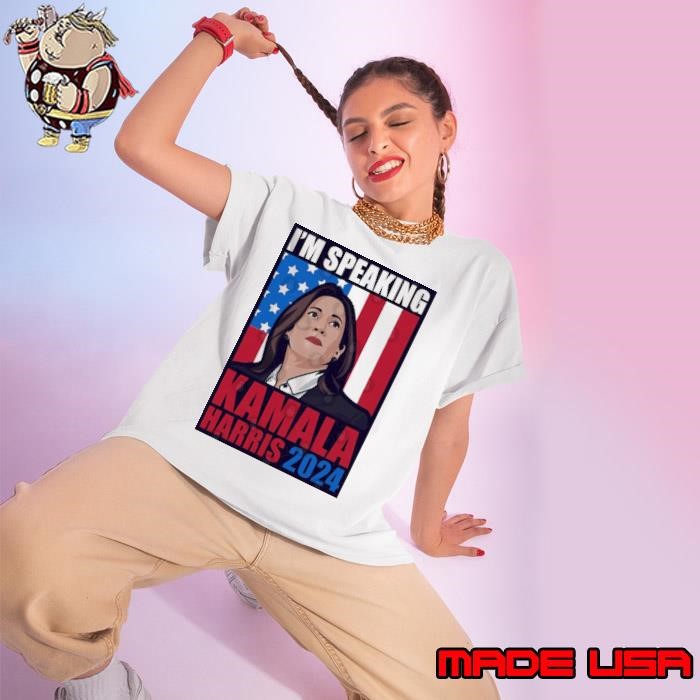 I'm Speaking Kamala Harris 2024 President American Flag Ladies tee