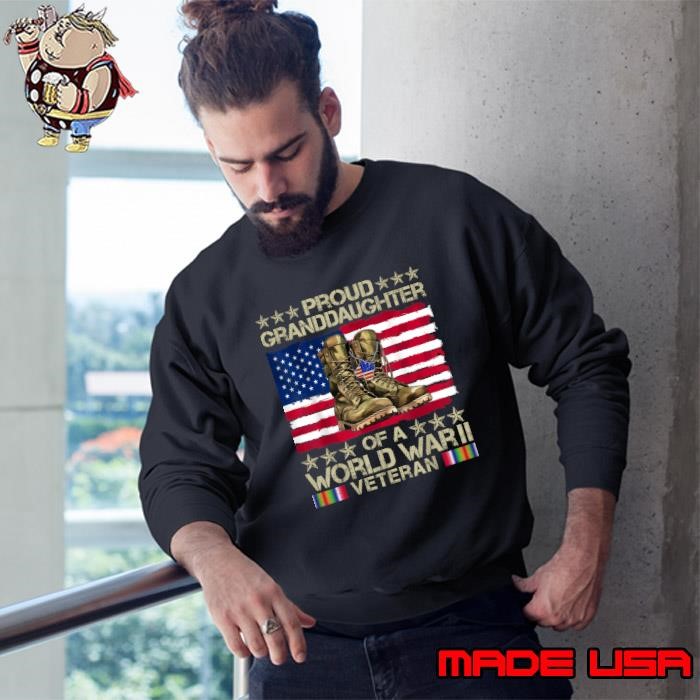 Proud Granddaughter Of World War 2 Vet Proud WWII Veteran Usa Flag Sweatshirt