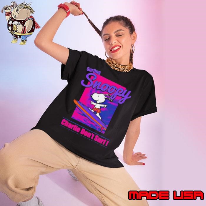 Surfing Snoopy Charlie Don't Suft Ladies tee