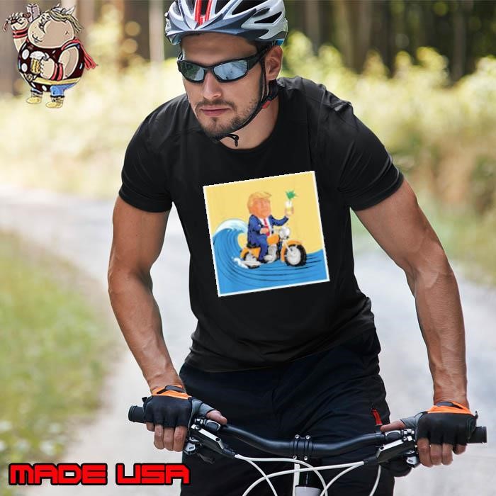 Trump poster design surfing on a bike with a drink Unisex