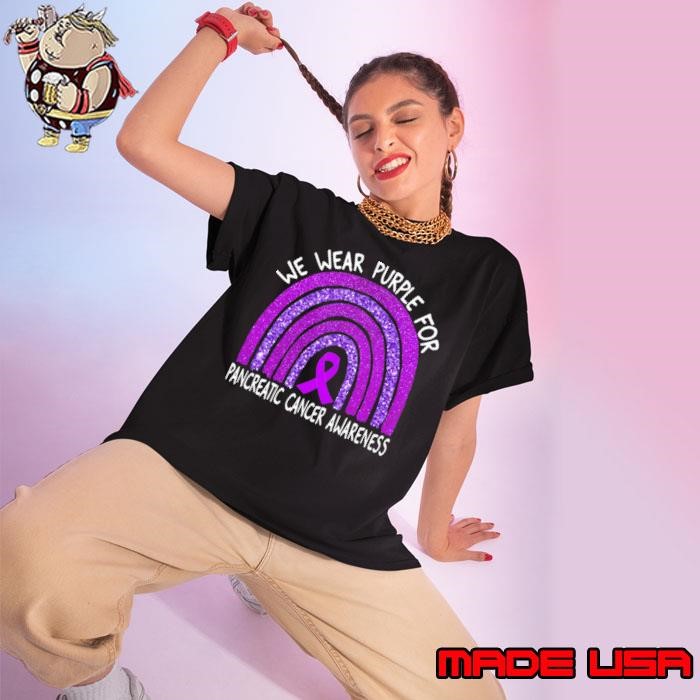 We Wear Purple For Pancreatic Cancer Awareness Rainbow Ladies tee