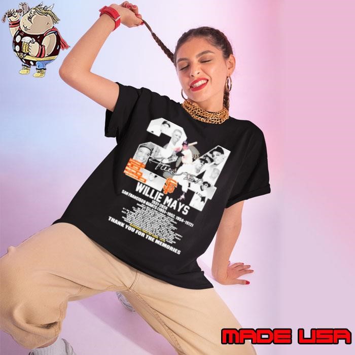 Willie Mays 1931 2024 San Francisco Giants Baseball thank you for the memories signature Ladies tee