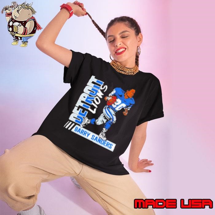 Barry Sanders Detroit Lions Caricature Retired Player Ladies tee