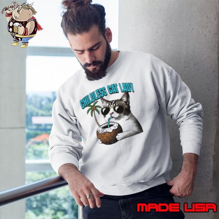 Childless Cat Lady For Kamala Cat Drink Coconut Sweatshirt