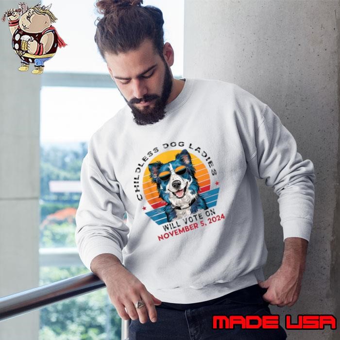 Childless Dog Ladies November for President Blue Sunglasses Vintage Sunset Sweatshirt