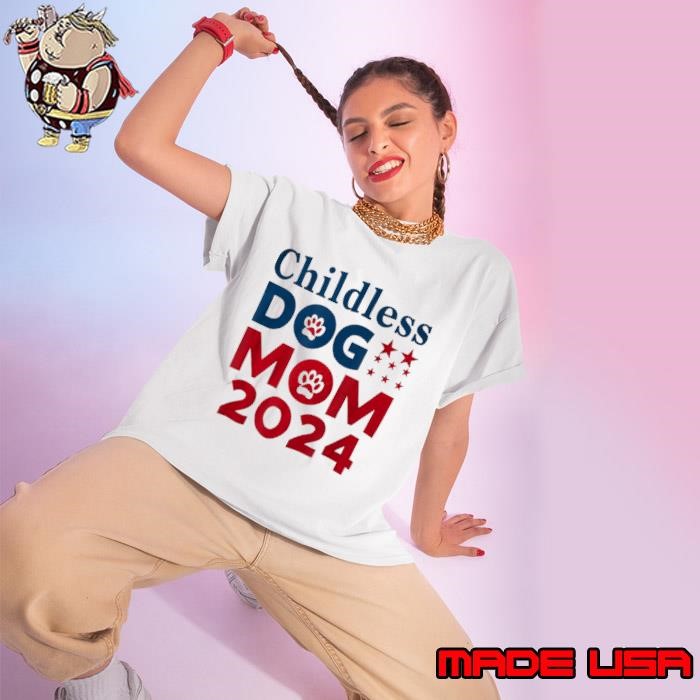 Childless Dog Mom Dog Lady Voting Patriotic Dog Paw Stars Election 2024 Ladies tee