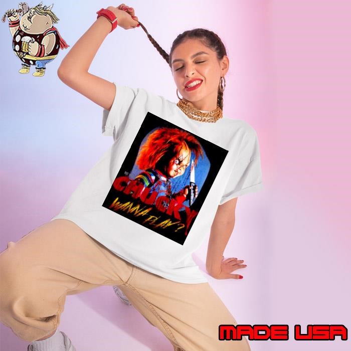 Creepy Portrait Child’s Play Chucky Wanna Play Ladies tee
