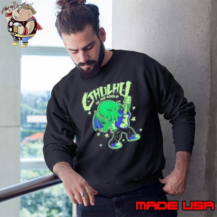Cthulhu Vs The World Cthulhu Guitar Comic Sweatshirt